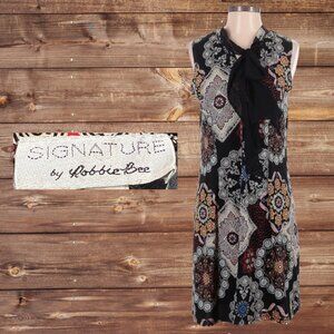 Robbie Bee Printed Scarf-Neck Sleeveless Dress